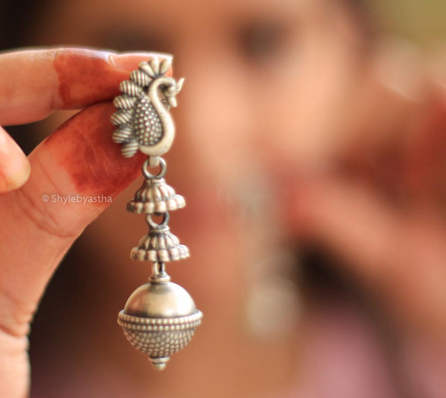 Dulari Peacock Motif Sequence Earrings