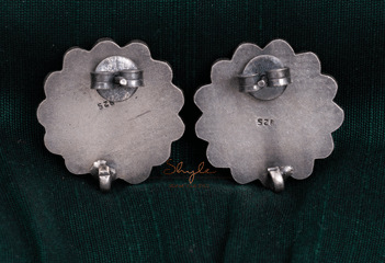 Moh Embossed Flower Studs back