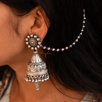 Anvaya flower Motif Chitai Detailed Kaanchain Jhumka