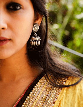 Dulari Intricate Petal Embossed Jhumka