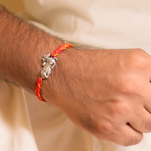 925 pure silver Shiva Nandi sacred rakhi