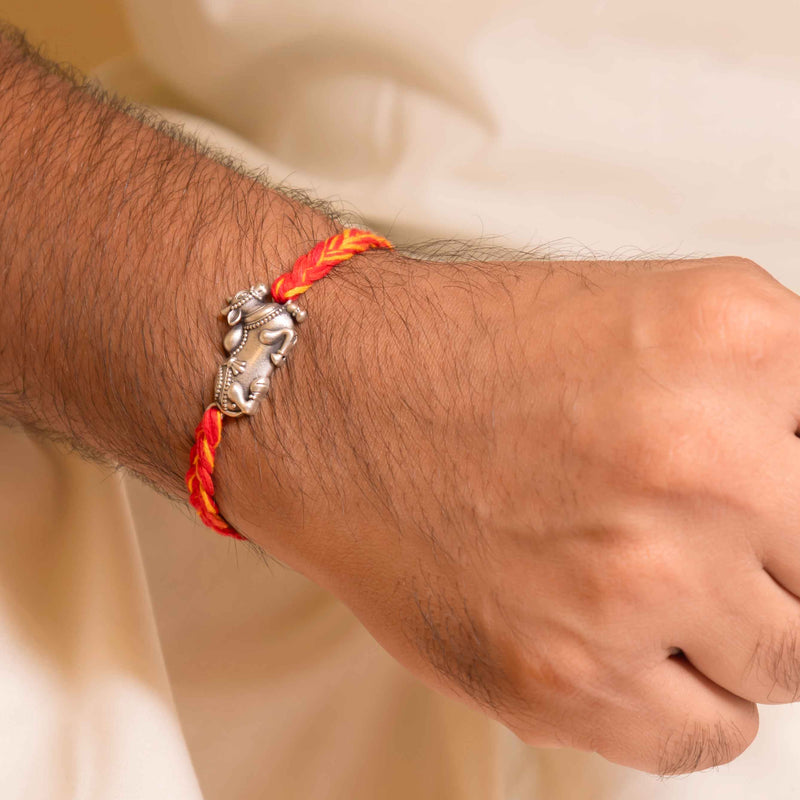 925 pure silver Shiva Nandi sacred rakhi