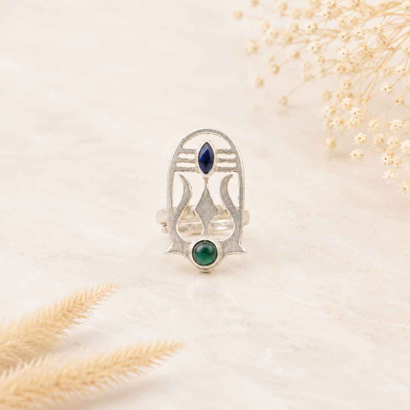 Shivoham Trishul Necklace Earring Ring Set