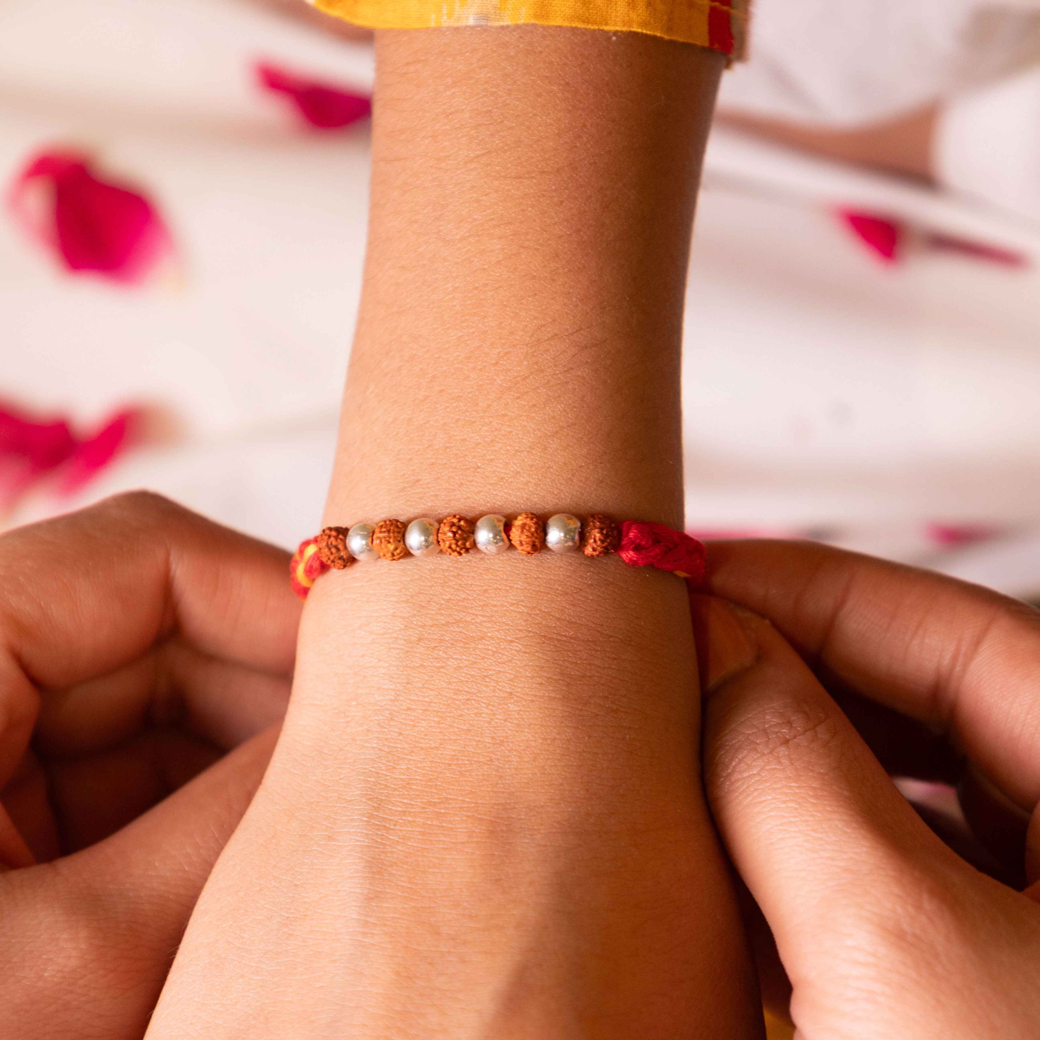 Moh Rudraksh Small Silver Bead Sutra Rakhi