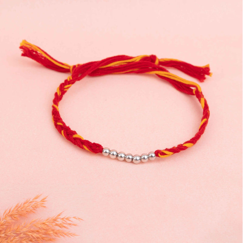 925 pure silver beaded sadabahaar rakhi, additional view