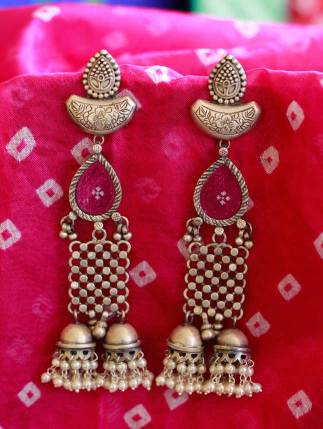 Dulari Handpainted Dual Jhumkis