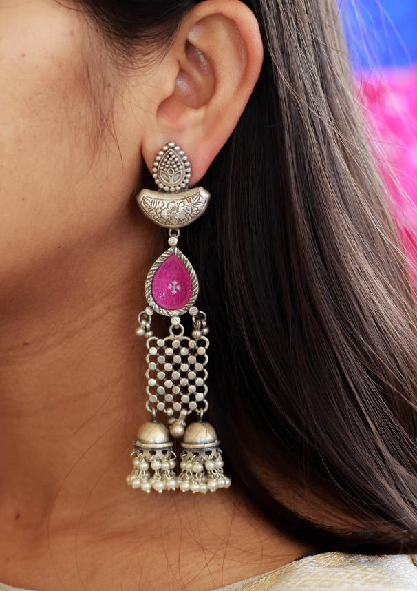 Dulari Handpainted Dual Jhumkis