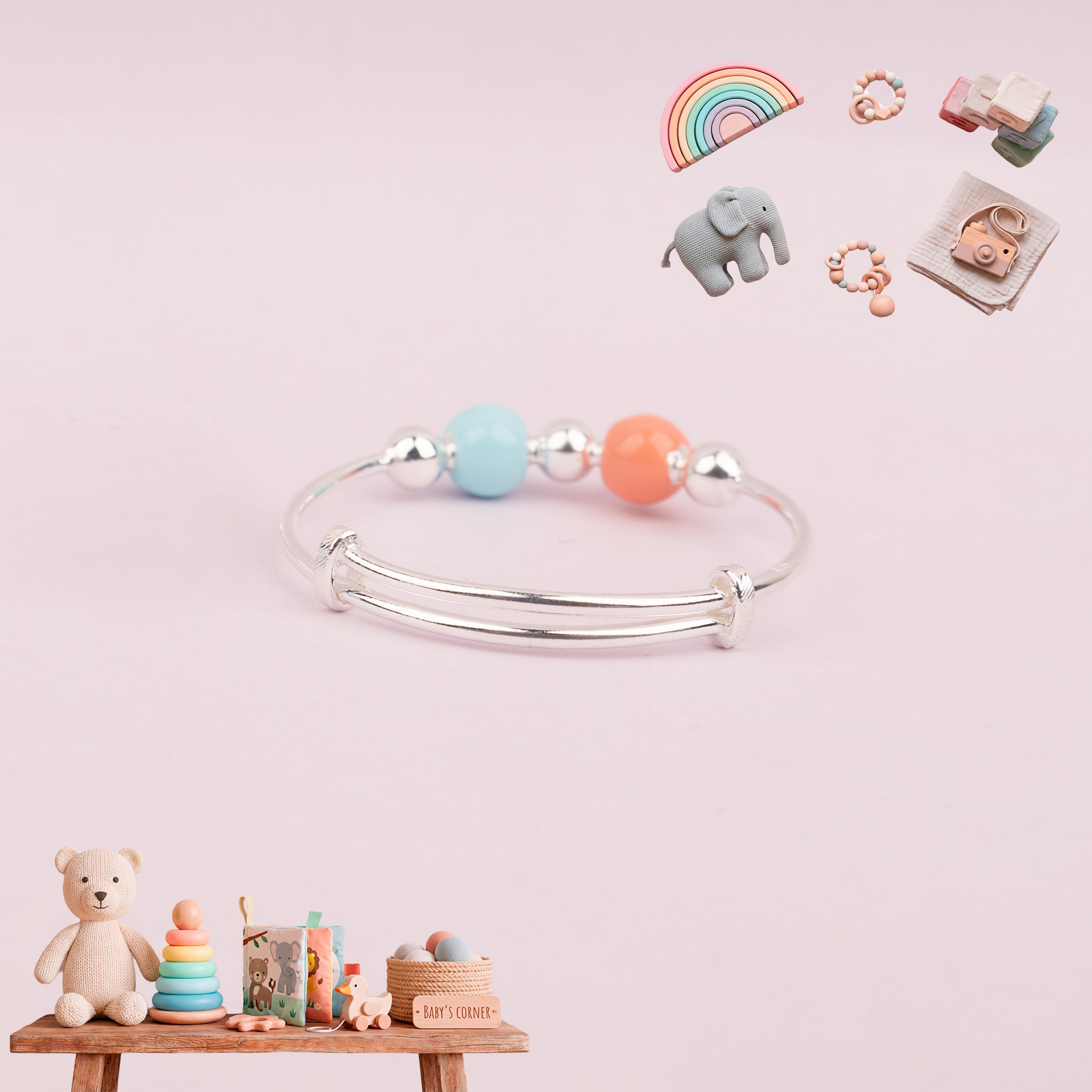 Soft Evil Eye duo Adjustable Baby Kada
