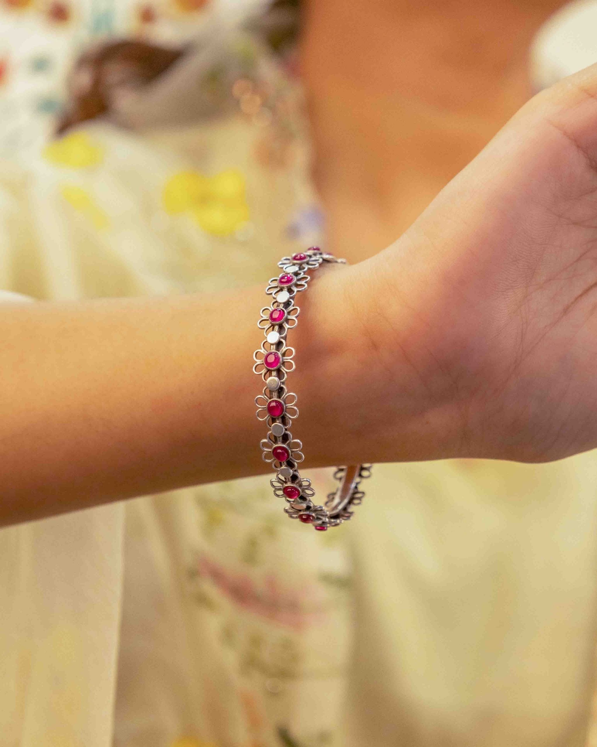 Tattva Carved Flower Statement Bangle