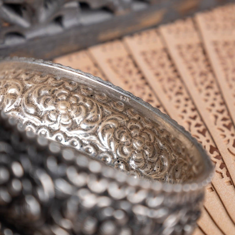92.5 sterling silver Tattva Chitai Flower Detailed Classic Kada, view 6