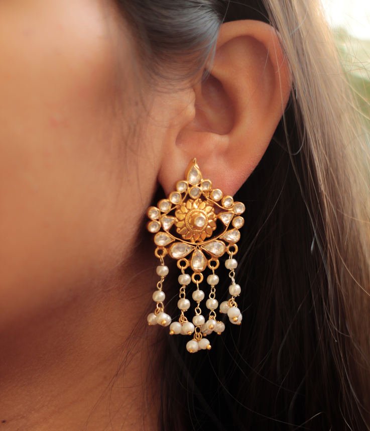 Tattva Gold Plated Kundan Earrings