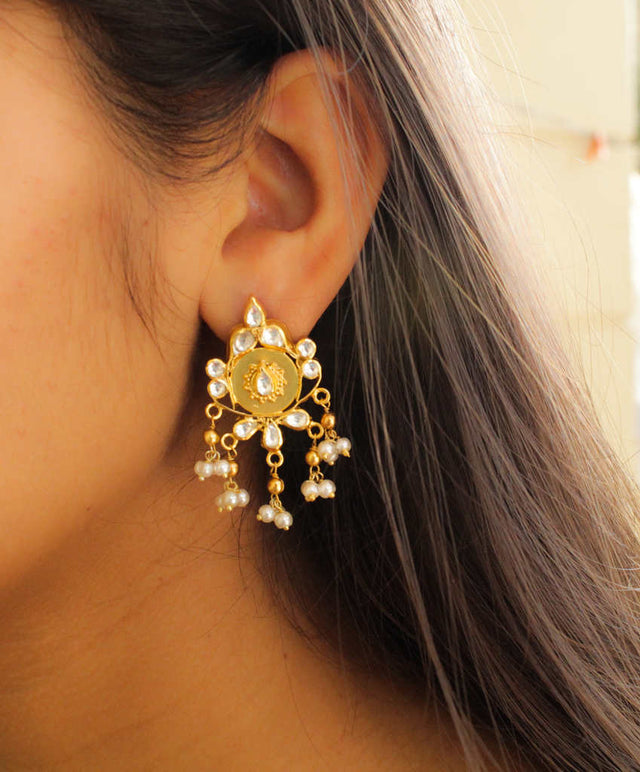 Tattva Kundan Pearl Hanging Earrings