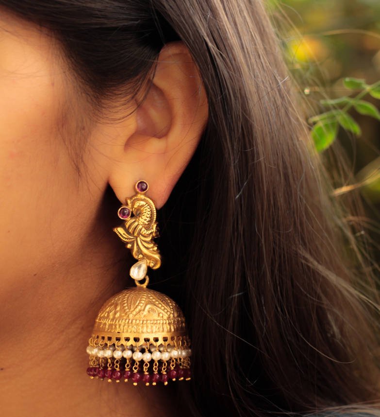 Tattva Matte Gold Classic Jhumkas - Main Image