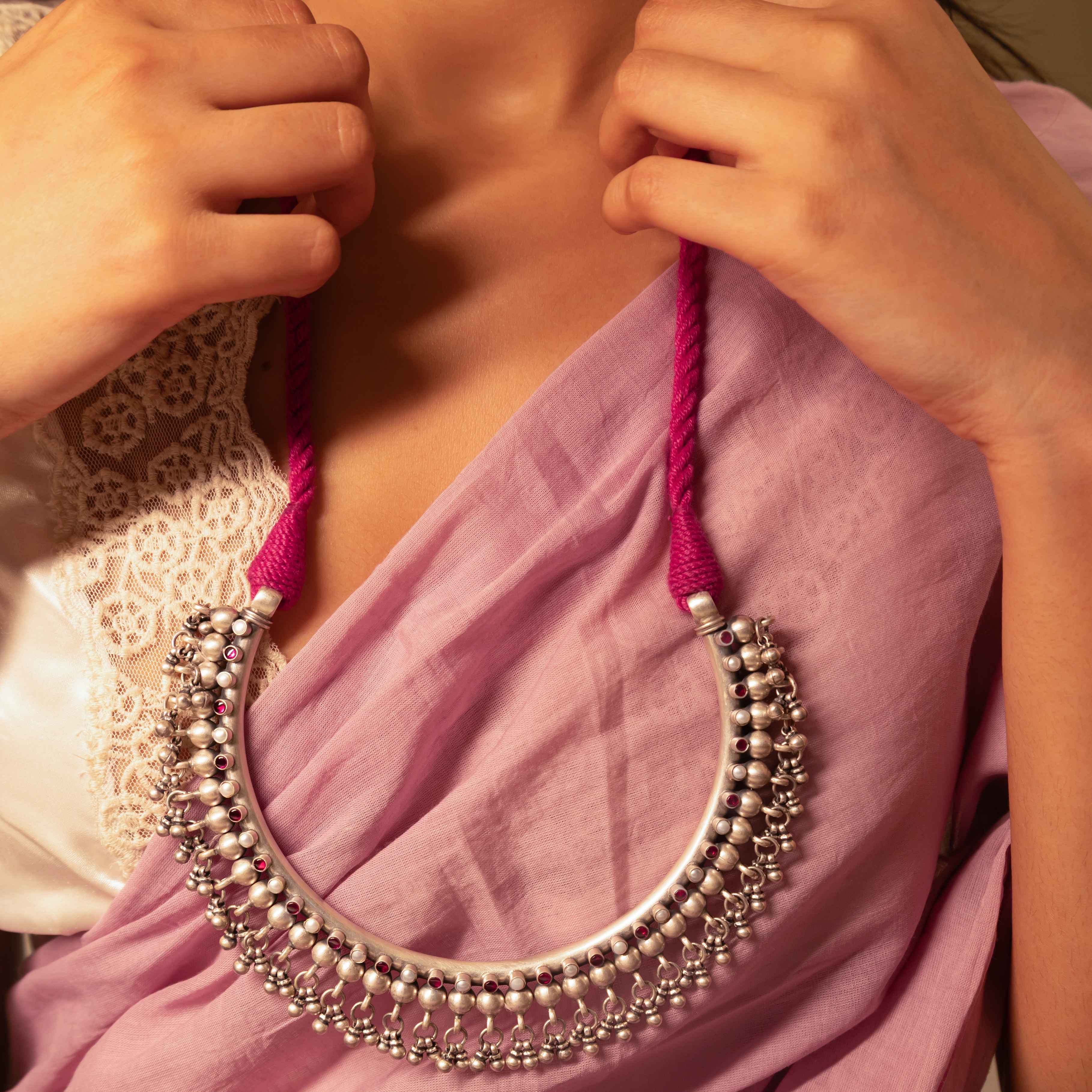 Tattva Pearl Pink Ghughri Drop Classic Hasli