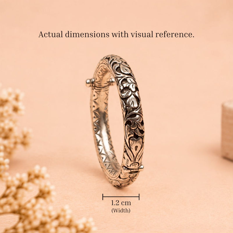 92.5 sterling silver Tattva Intricate Chitai Timeless Kada, view 5