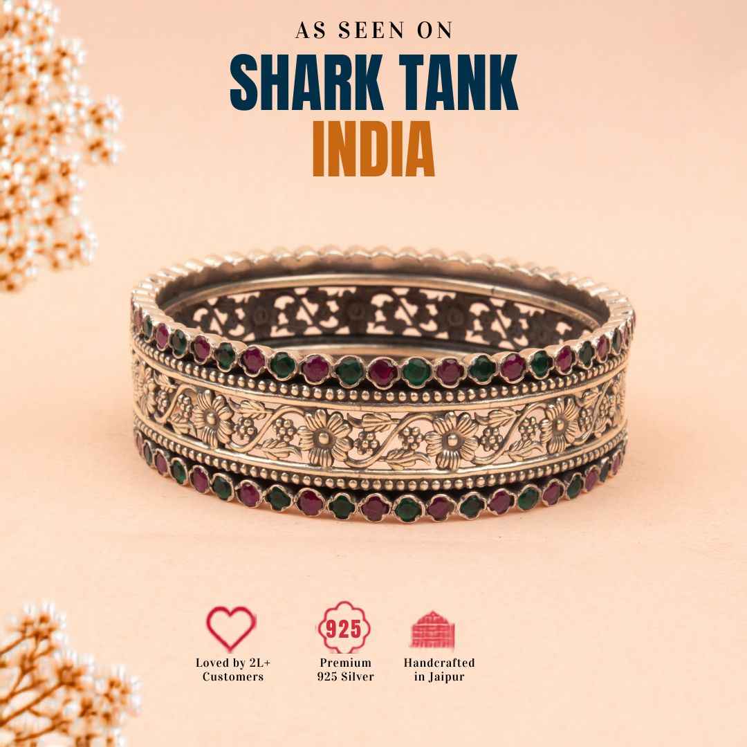 92.5 sterling silver Tattva Intricate Flora Detailed Jadau Kada, view 7