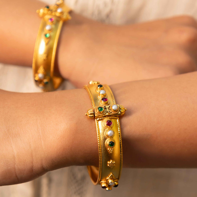 92.5 sterling silver Tattva Vintage Inspired Sadabahaar Kada, view 11