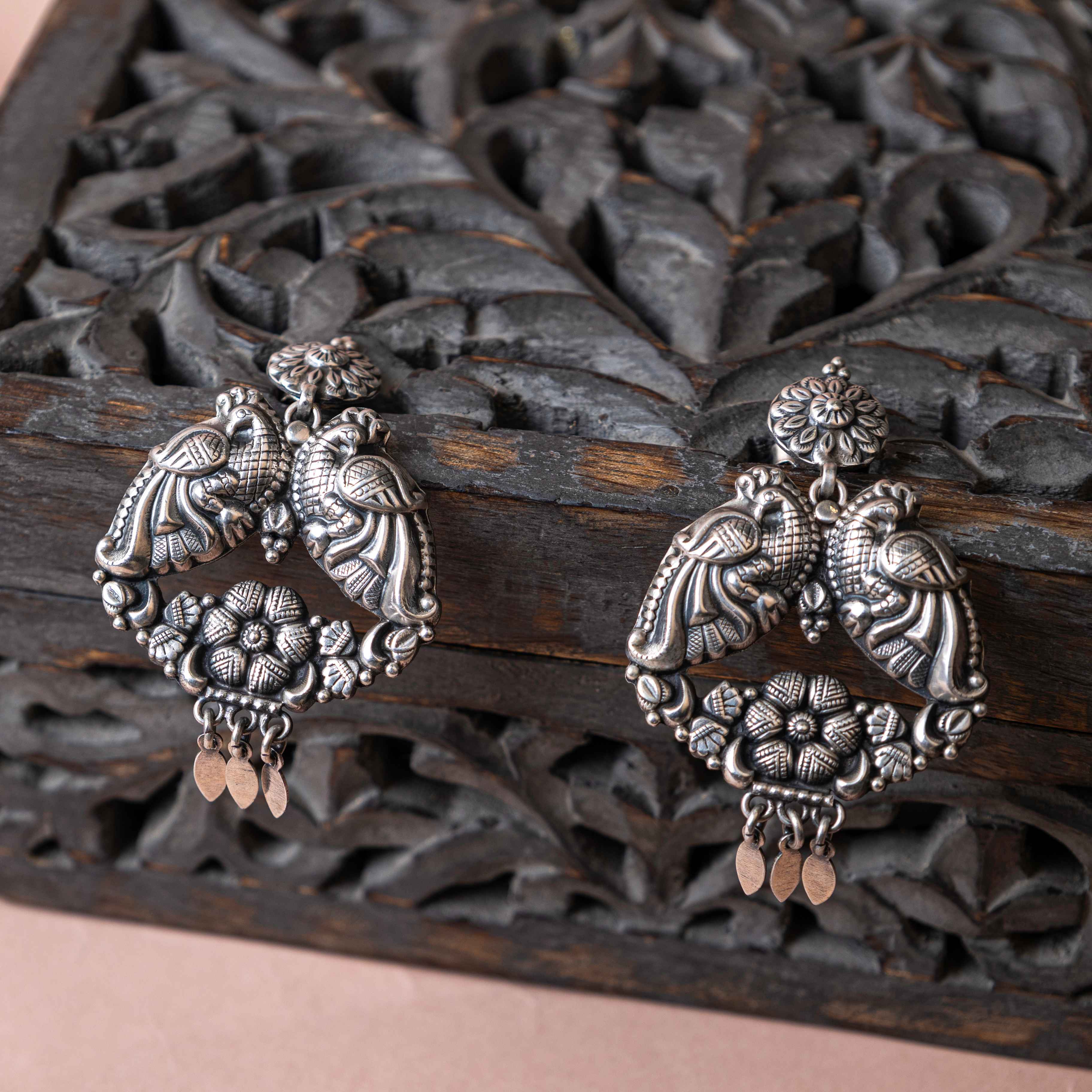 Tattva Dual Peacock Flora Detailed Earrings