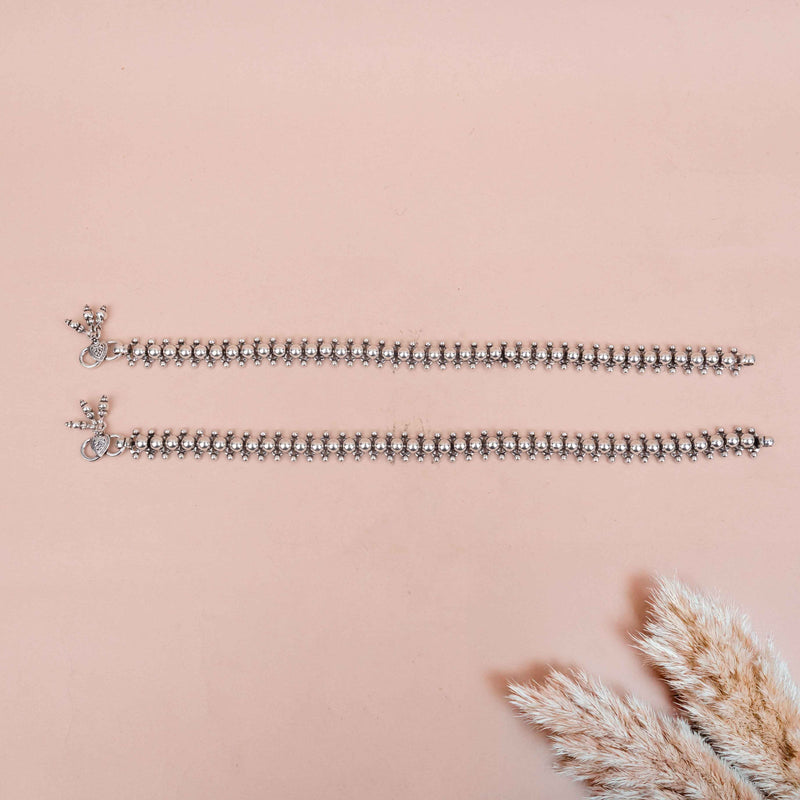 92.5 sterling silver Tattva Embossed Timeless Anklet Pair, view 2