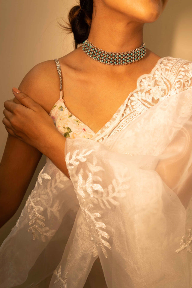 925 pure silver jadau turquoise timeless choker, detail view