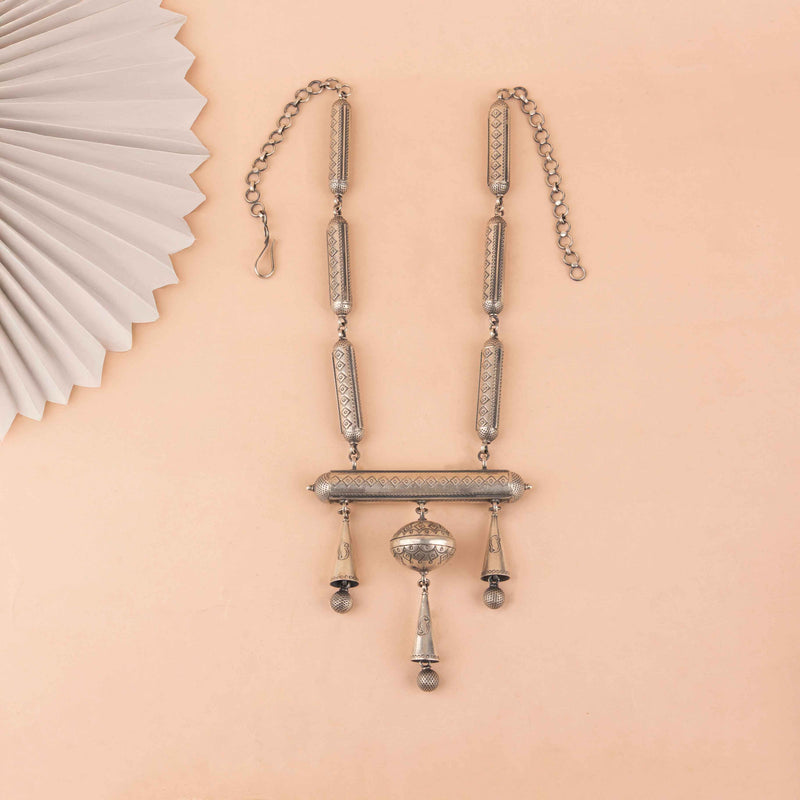 925 pure silver vintage inspired mandaai classic necklace, close-up