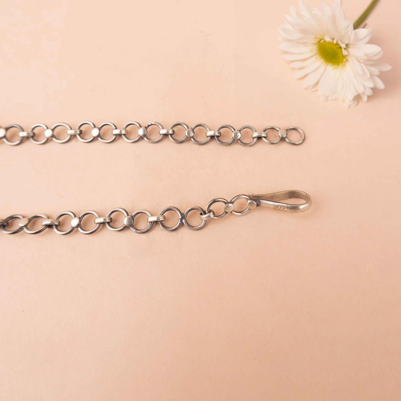 925 pure silver vintage inspired mandaai classic necklace, side view