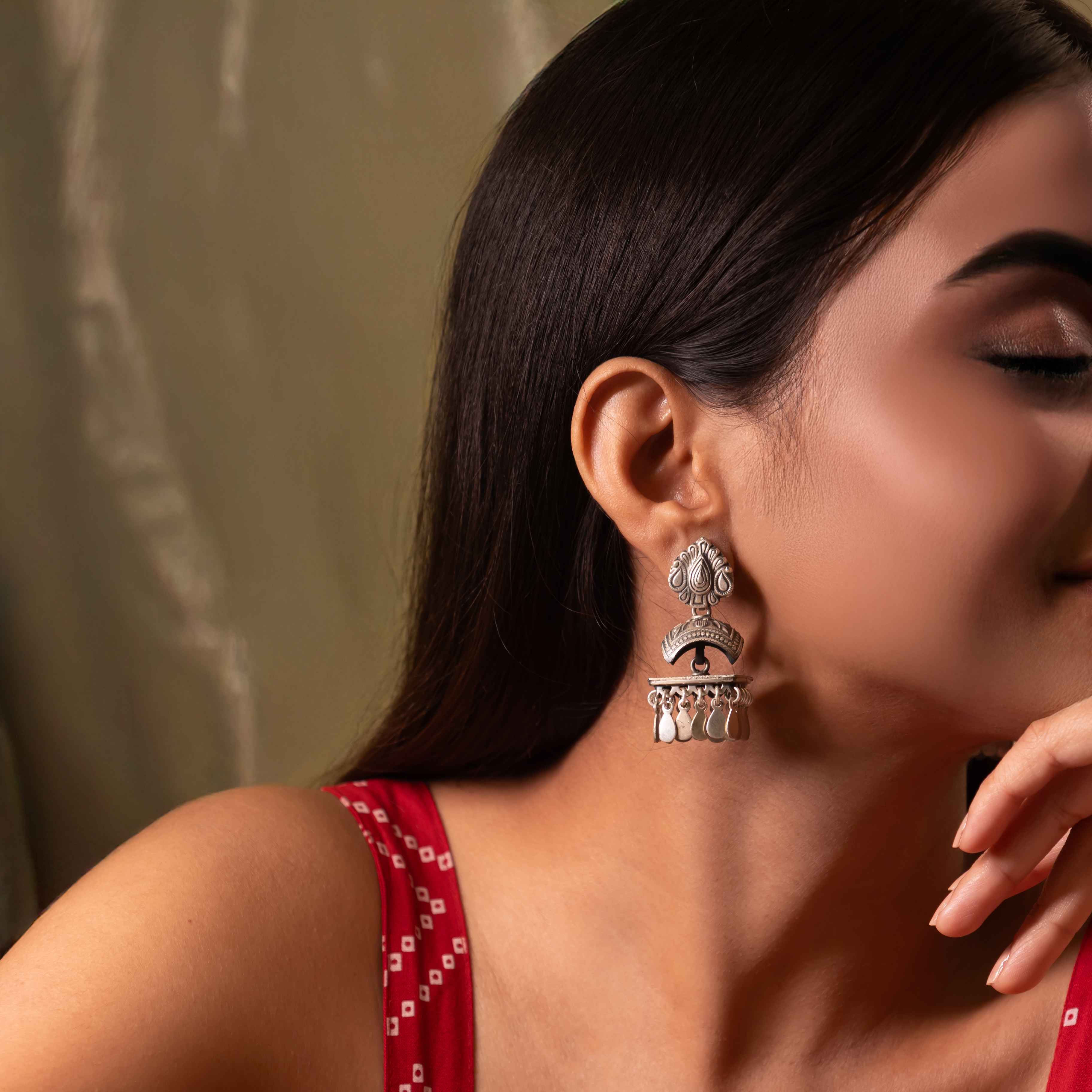 Tattva Vintage Inspired Timeless Layered Square Jhumka