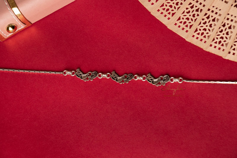 Mizoya Tri Peacock motif Versatile Anklet Pair