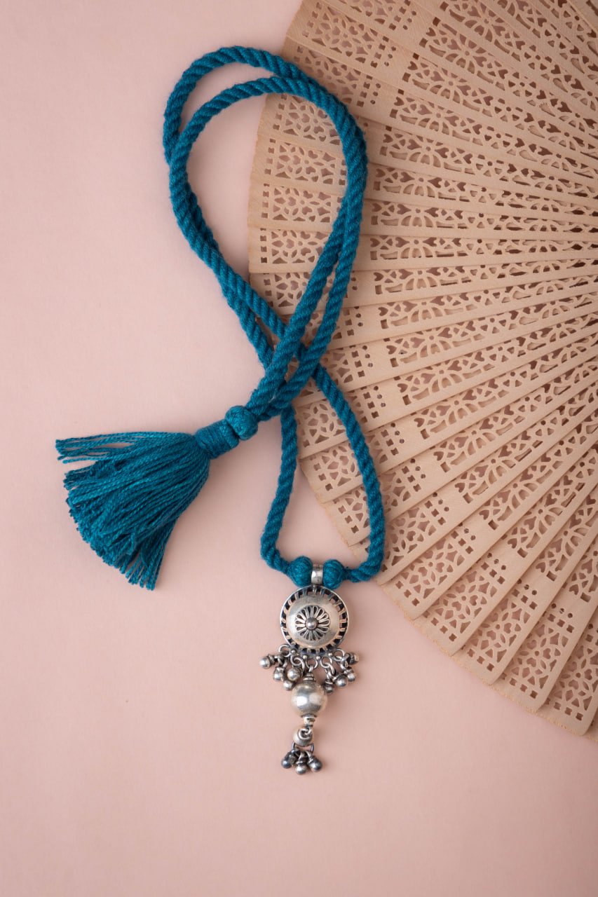 Adya Carved Ghughri Drop Dori Necklace