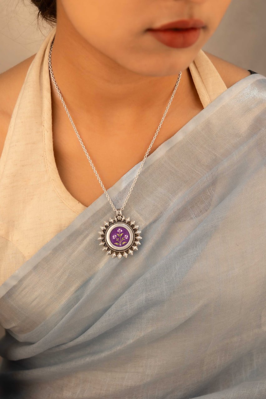 Adya Floral Painted Intricate Necklace