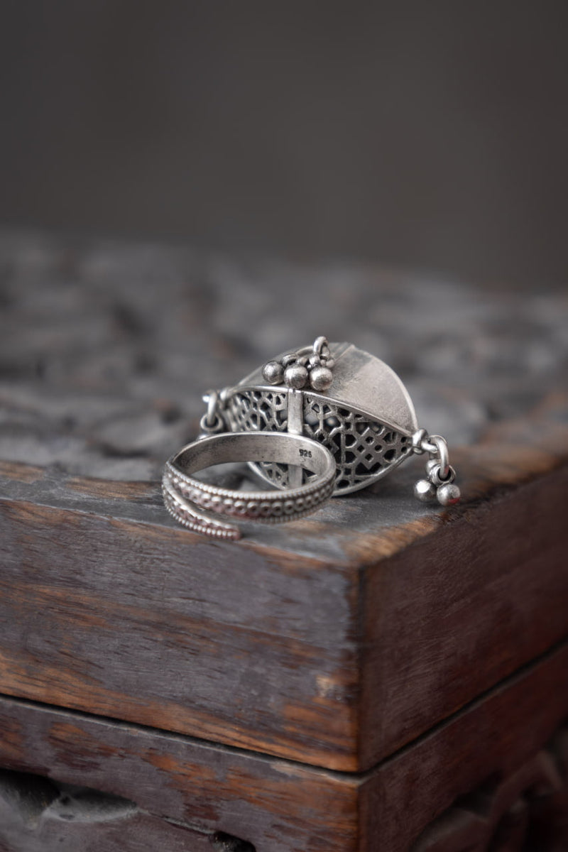 Adya Ghughri Drop Carved Embossed Ring