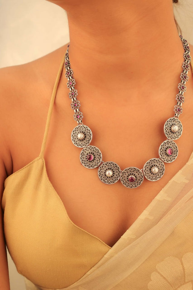 Adya Intricate Sequence Flora Jadau Necklace