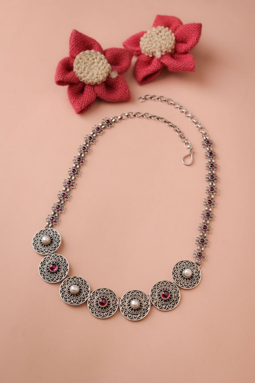 Adya Intricate Sequence Flora Jadau Necklace