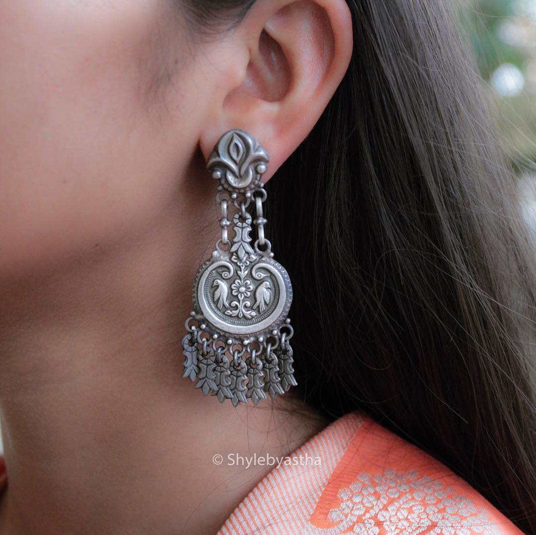 Dual-Peacock-Silver-Danglers-model