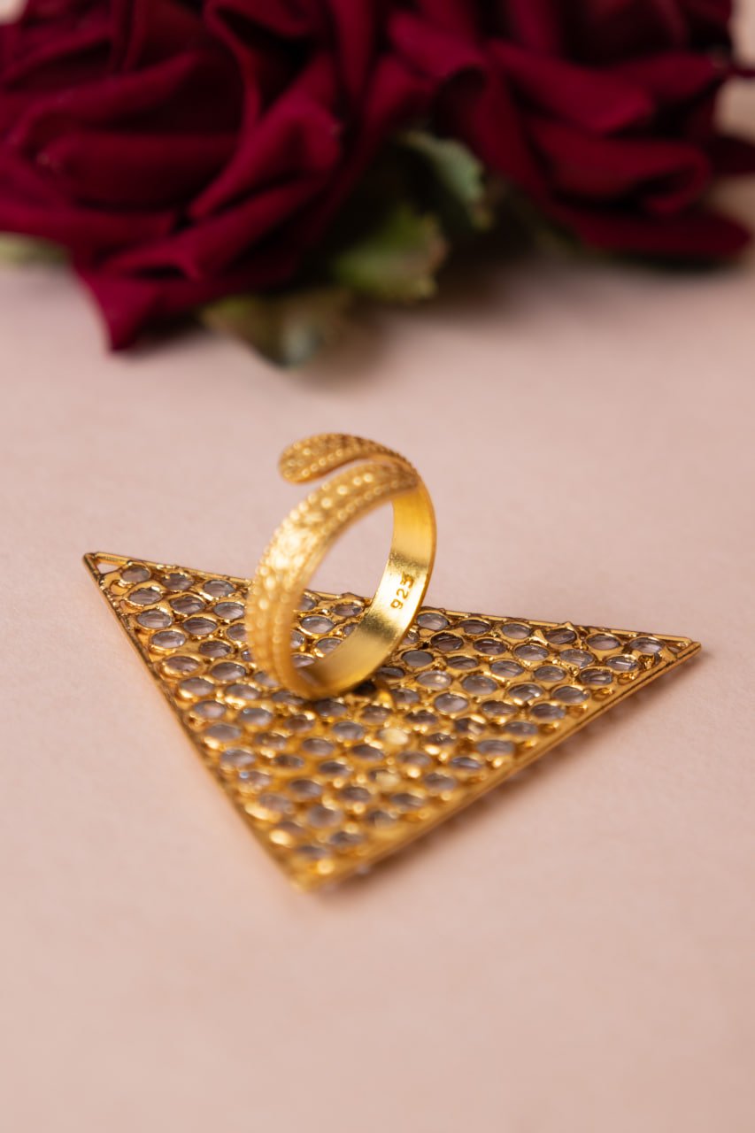 Essence Scintillating Triangle Gold Cocktail Ring