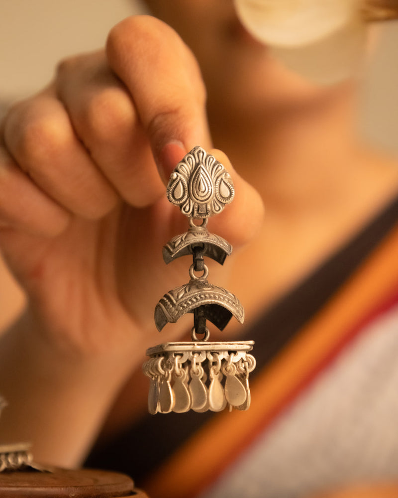 Tattva Vintage Inspired Layered Flat Jhumka