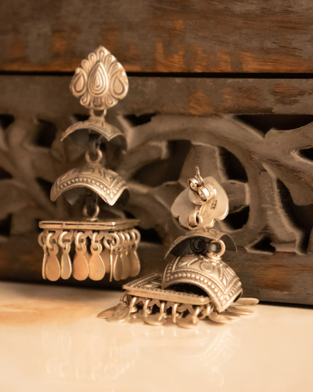 Tattva Vintage Inspired Layered Flat Jhumka