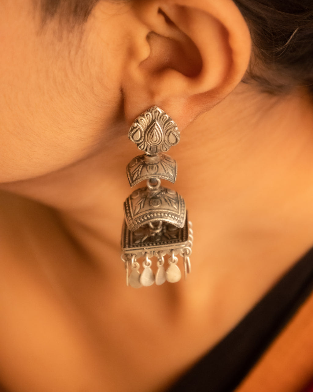 Tattva Vintage Inspired Layered Flat Jhumka