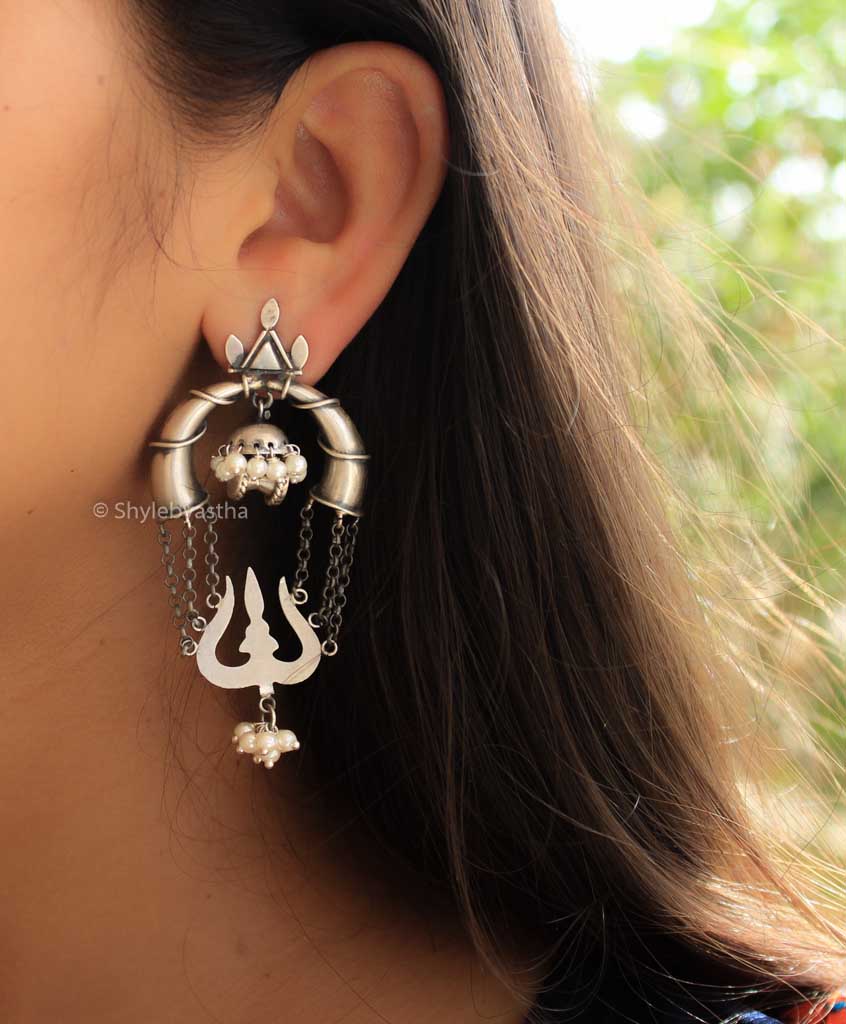 Shiva Trushul Multi layered Danglers