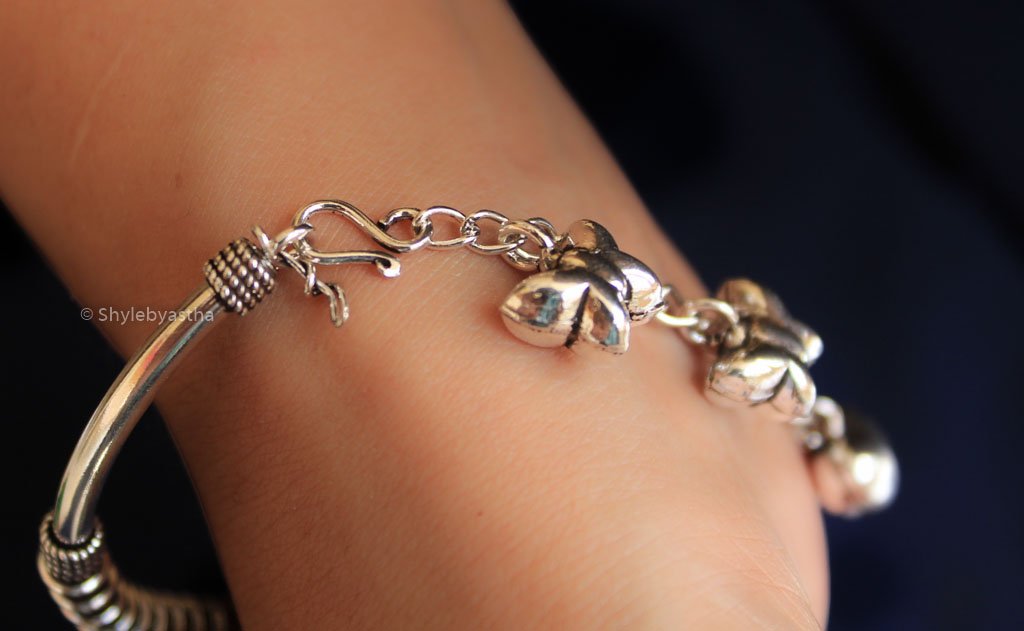Butterfly Half Bangle and Chain Charm Bracelet