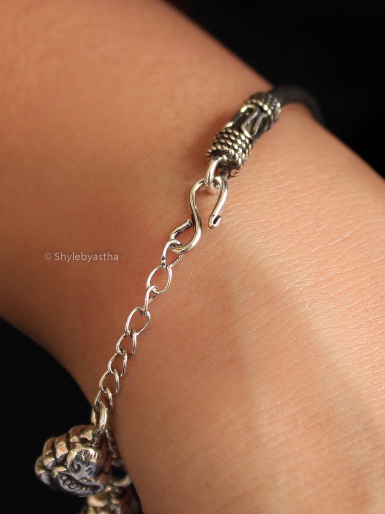 Ganesha Half Bangle and Chain Charm Bracelet