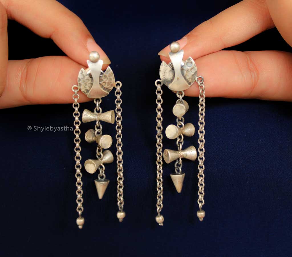 Moh Bold Shiva Damru Layered Danglers