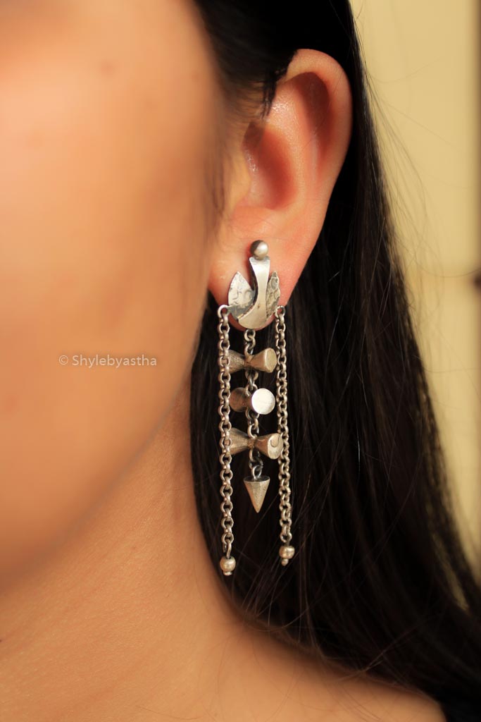 Moh Bold Shiva Damru Layered Danglers