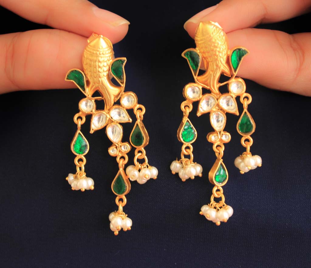 Tattva Meenakari Matsaya Kundan Earrings