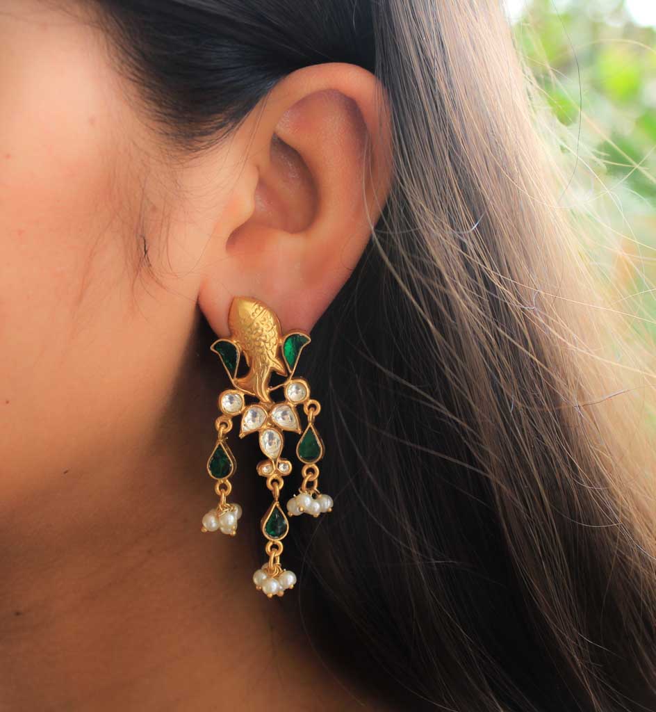 Tattva Meenakari Matsaya Kundan Earrings