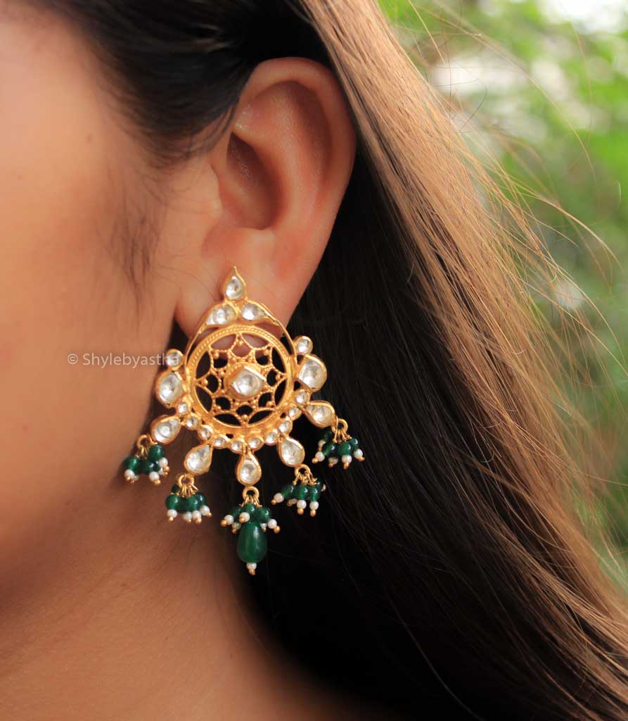 Tattva Gold Plated Kundan Earrings model