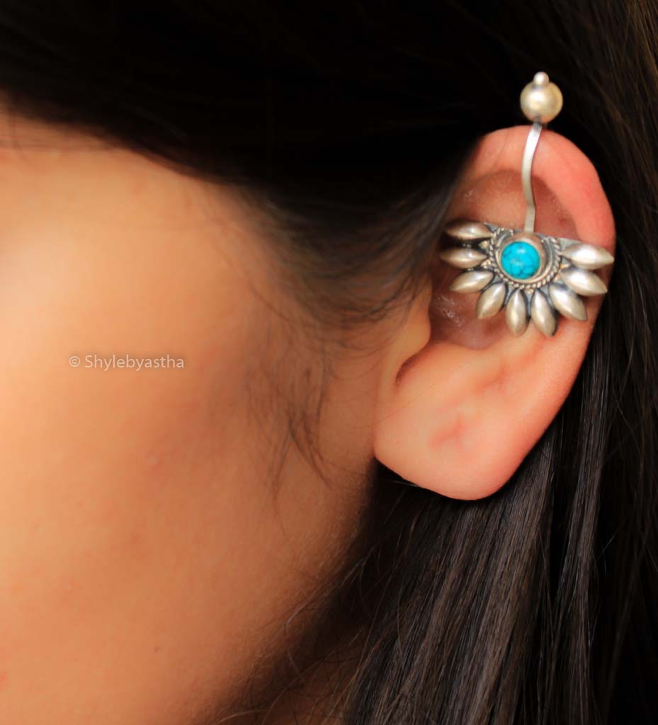 Shiva Floral Turquoise Clip-on Bugadi