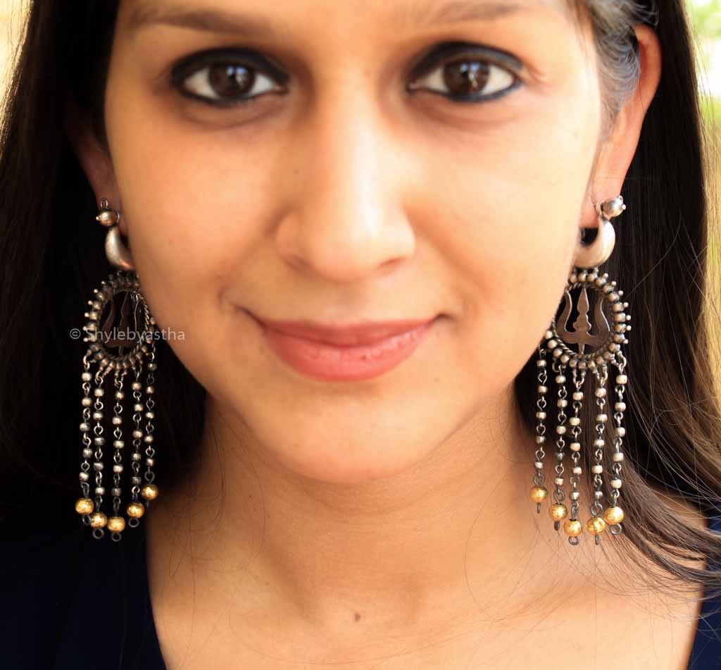 Shiva Trishul Dual Tone Danglers