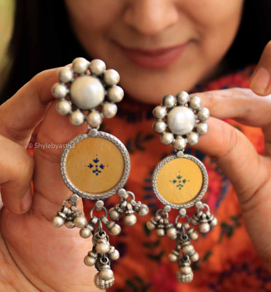 Dulari Glass Painted 3 Layered Ghunghroo Danglers