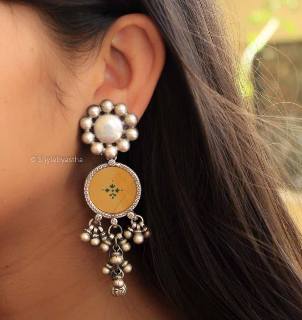 Dulari Glass Painted 3 Layered Ghunghroo Danglers